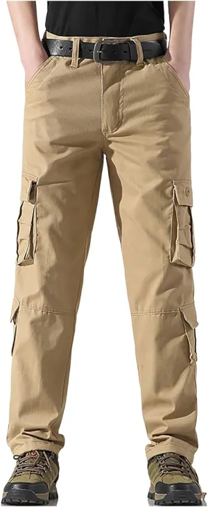 Men's Cargo Pants Multi Pocket Tactical Loose Fit Breathable Casual Outdoor Hiking and Work Trousers
