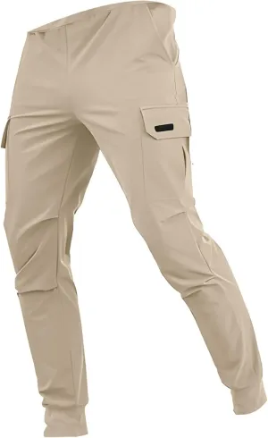 Men's Cargo Pants Multi Pockets Casual Sweatpants Slim Fit Hiking Joggers Fashion Solid Color Training Trousers