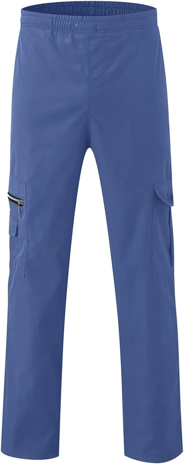 Mens Cargo Pants Relaxed Fit Stretch WaistMultiple Pockets PantsElastic Waist Cargo Sweatpants Fashion Trousers