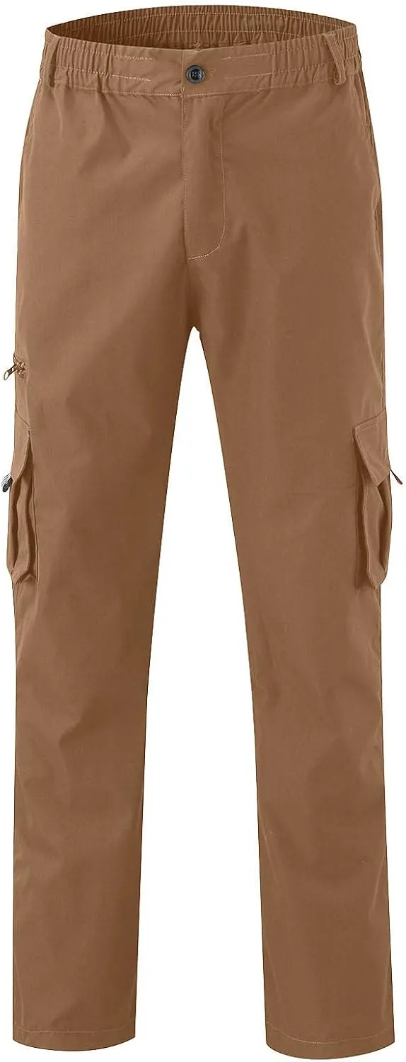 Mens Cargo Pants Relaxed Fit Stretch WaistMultiple Pockets PantsElastic Waist Cargo Sweatpants Fashion Trousers
