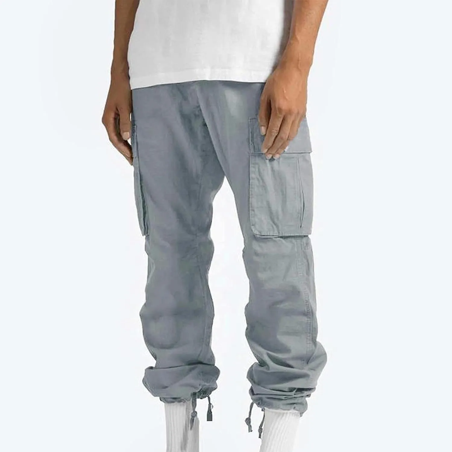 Mens Cargo Pants Ripstop Utility Straight Leg Joggers Pants Relaxed Fit Outdoor Trousers with Multi Pockets