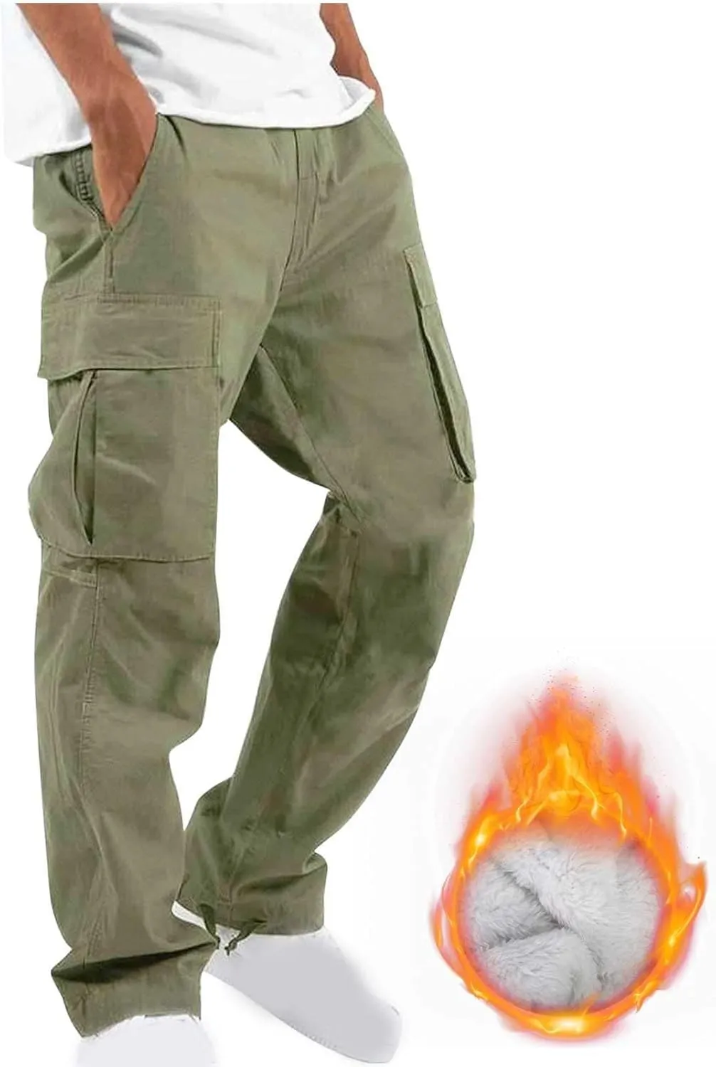 Mens Cargo Pants Ripstop Utility Straight Leg Joggers Pants Relaxed Fit Outdoor Trousers with Multi Pockets