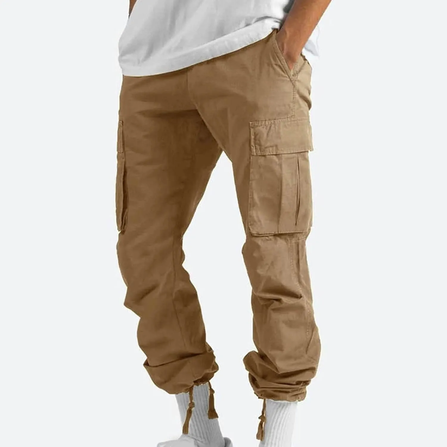 Mens Cargo Pants Ripstop Utility Straight Leg Joggers Pants Relaxed Fit Outdoor Trousers with Multi Pockets