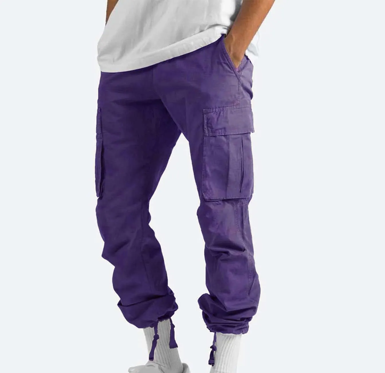 Mens Cargo Pants Ripstop Utility Straight Leg Joggers Pants Relaxed Fit Outdoor Trousers with Multi Pockets