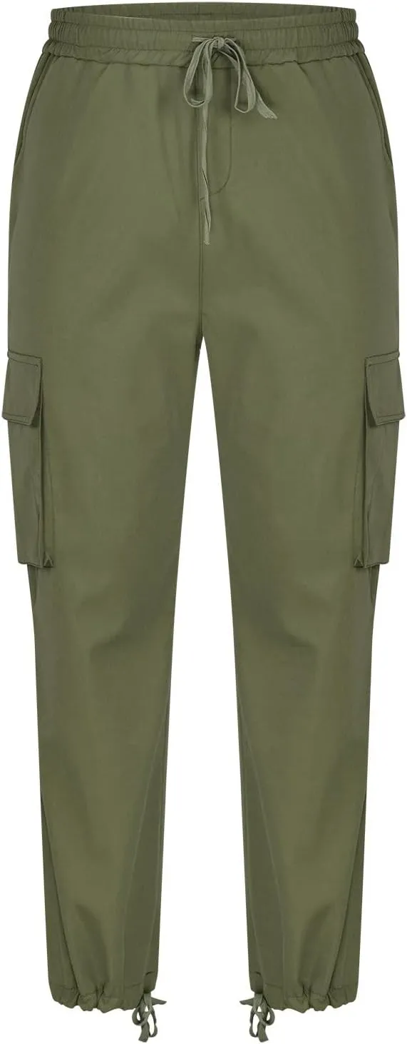 Mens Cargo Pants Ripstop Utility Straight Leg Joggers Pants Relaxed Fit Outdoor Trousers with Multi Pockets