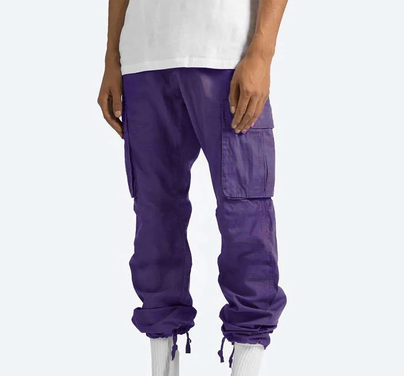 Mens Cargo Pants Ripstop Utility Straight Leg Joggers Pants Relaxed Fit Outdoor Trousers with Multi Pockets