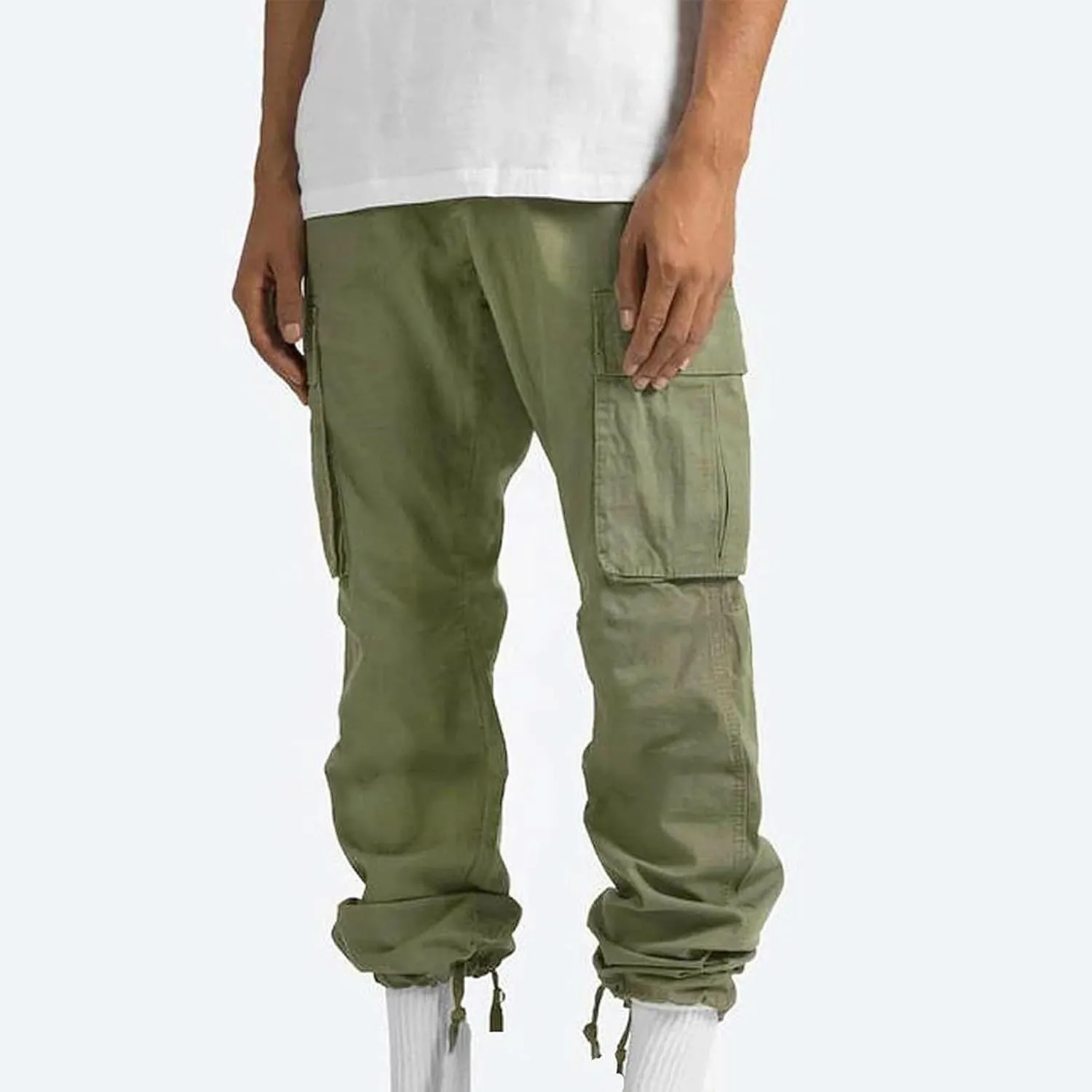 Mens Cargo Pants Ripstop Utility Straight Leg Joggers Pants Relaxed Fit Outdoor Trousers with Multi Pockets