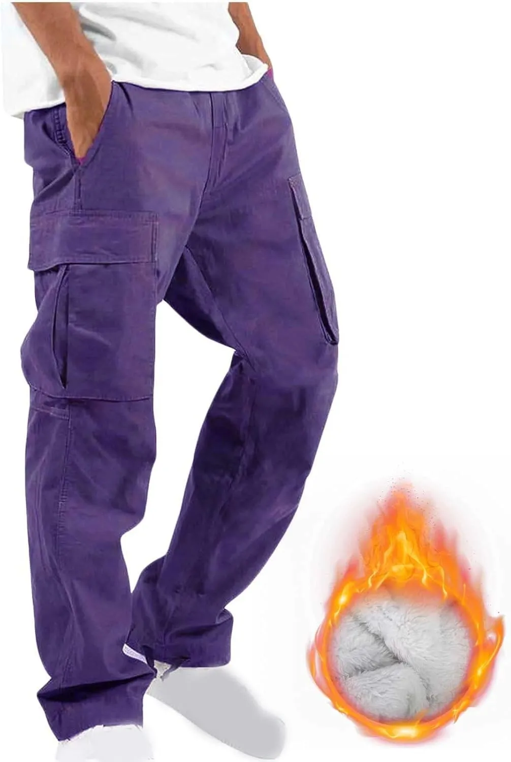 Mens Cargo Pants Ripstop Utility Straight Leg Joggers Pants Relaxed Fit Outdoor Trousers with Multi Pockets