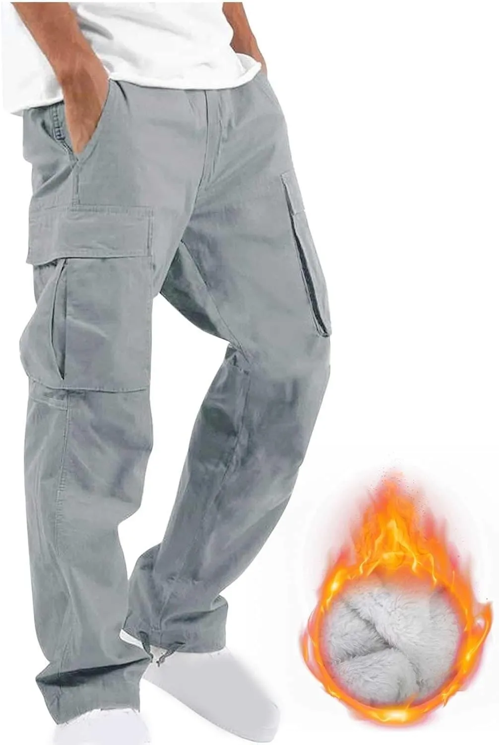 Mens Cargo Pants Ripstop Utility Straight Leg Joggers Pants Relaxed Fit Outdoor Trousers with Multi Pockets