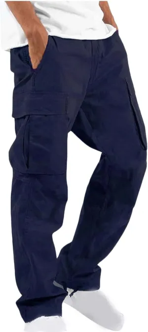 Mens Cargo Pants Ripstop Utility Straight Leg Joggers Pants Relaxed Fit Outdoor Trousers with Multi Pockets