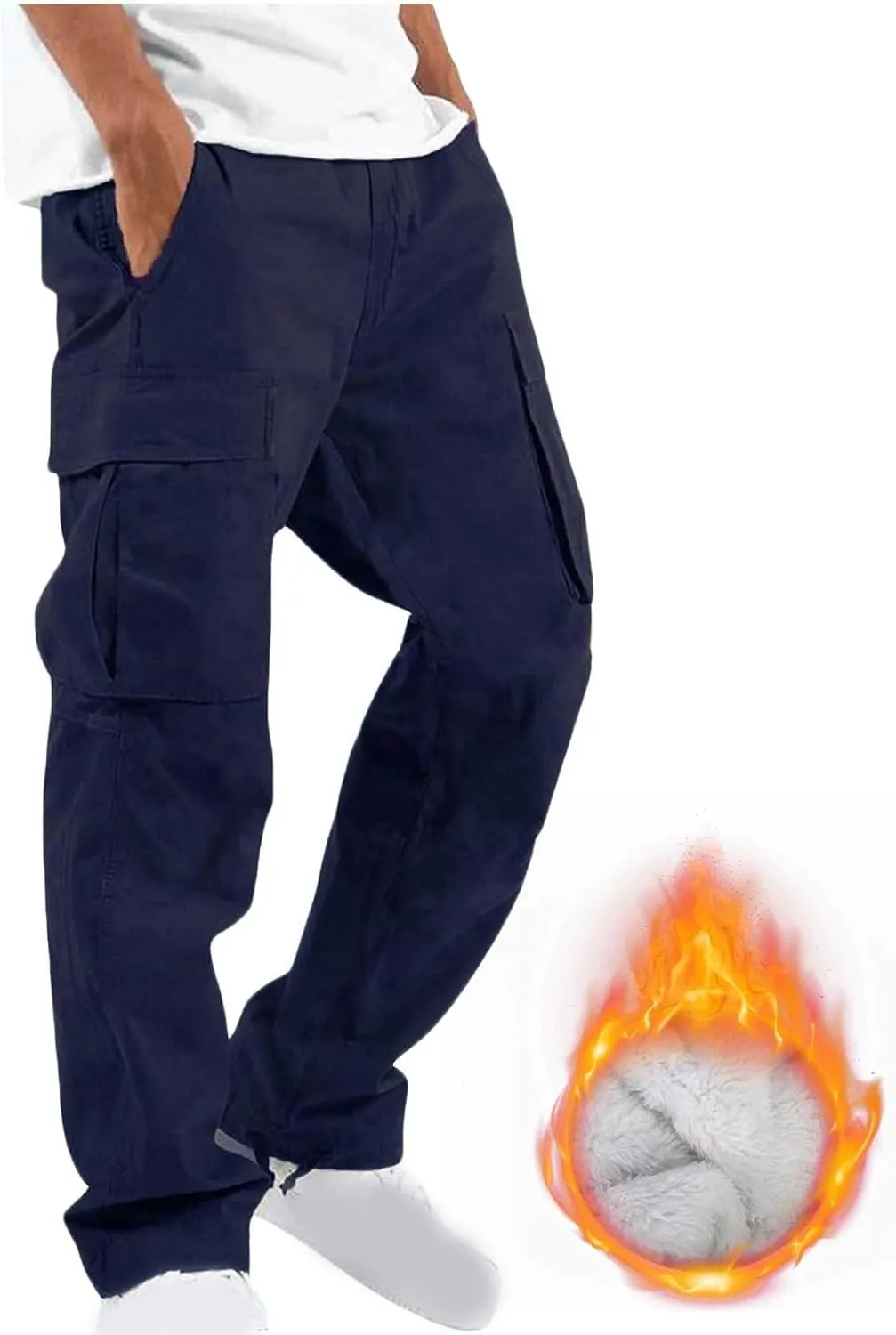 Mens Cargo Pants Ripstop Utility Straight Leg Joggers Pants Relaxed Fit Outdoor Trousers with Multi Pockets