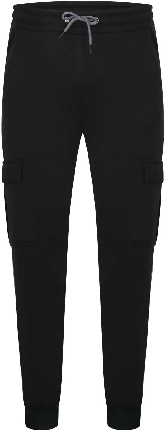 Mens Cargo Pants Skinny-Fit Drawstring Elastic Waist Multi Pockets Slacks Tapered Outdoor Fashion Utility Pants