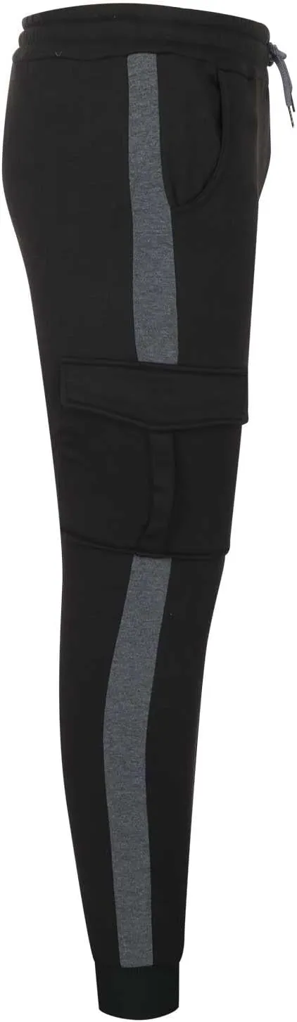 Mens Cargo Pants Skinny-Fit Drawstring Elastic Waist Multi Pockets Slacks Tapered Outdoor Fashion Utility Pants