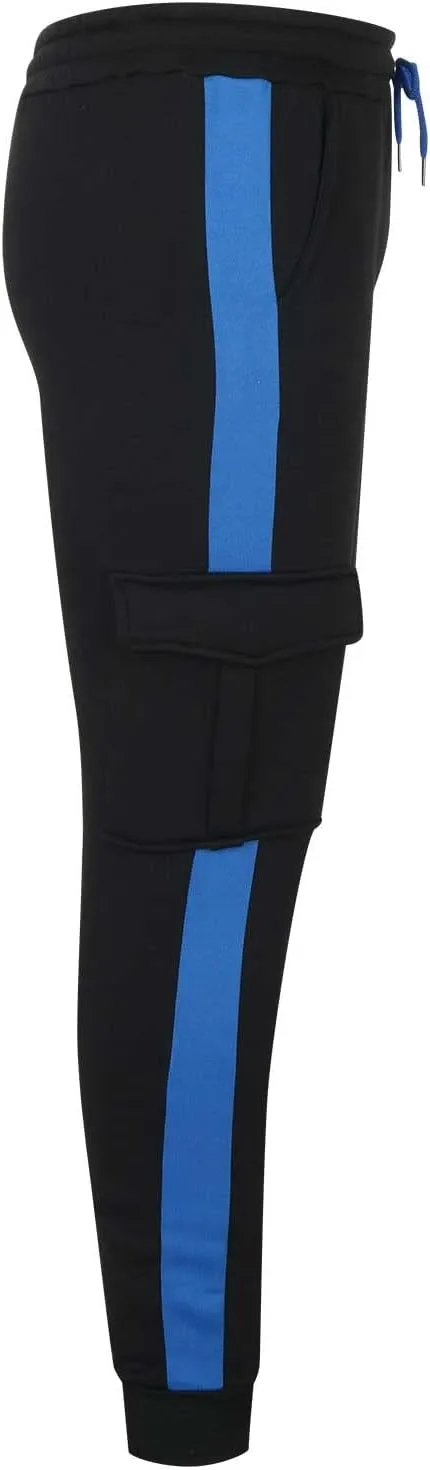 Mens Cargo Pants Skinny-Fit Drawstring Elastic Waist Multi Pockets Slacks Tapered Outdoor Fashion Utility Pants