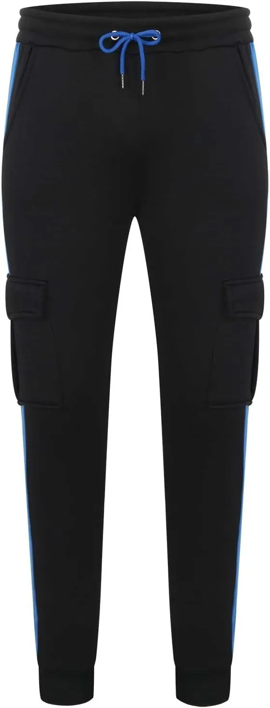 Mens Cargo Pants Skinny-Fit Drawstring Elastic Waist Multi Pockets Slacks Tapered Outdoor Fashion Utility Pants