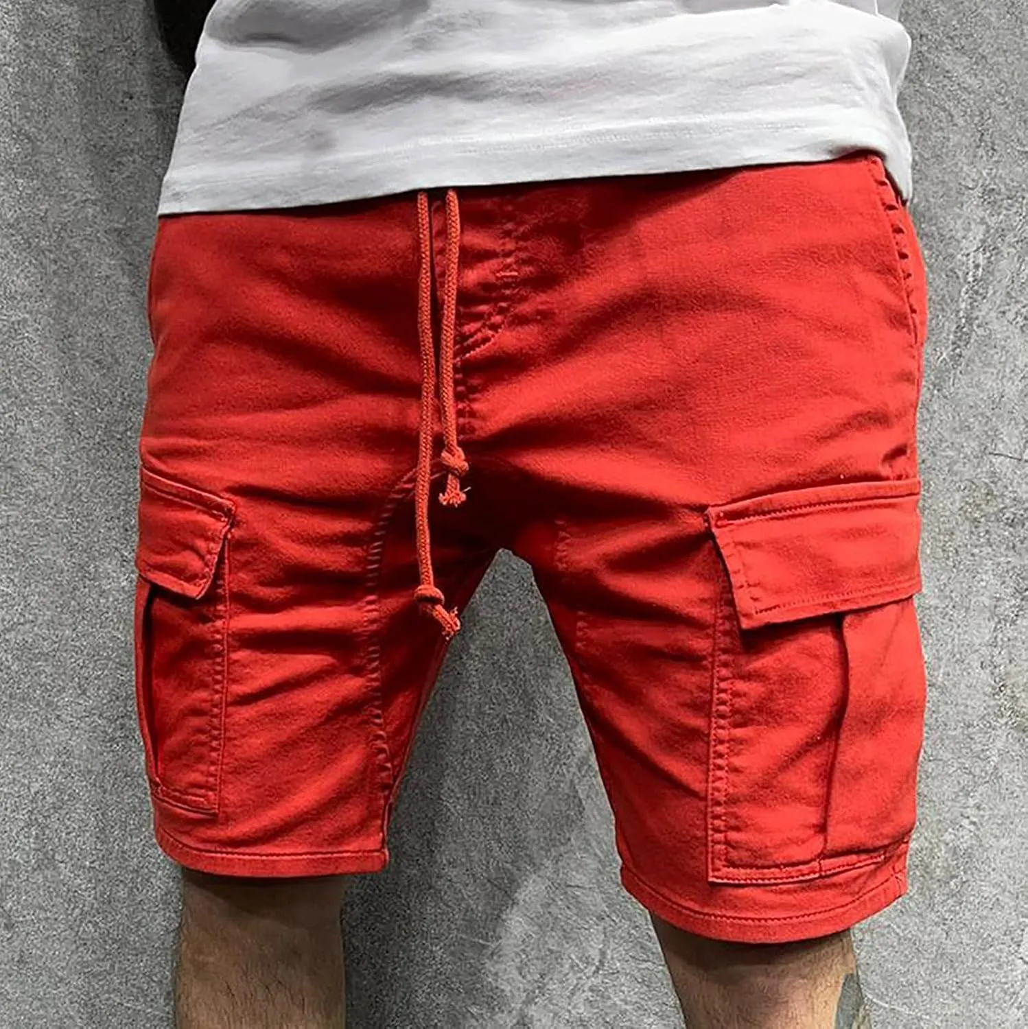 Mens Cargo Shorts Big and Tall Drawstring Shorts Stretchy Sweat Shorts Loose Fit Gym Shorts Summer Athletic Shorts