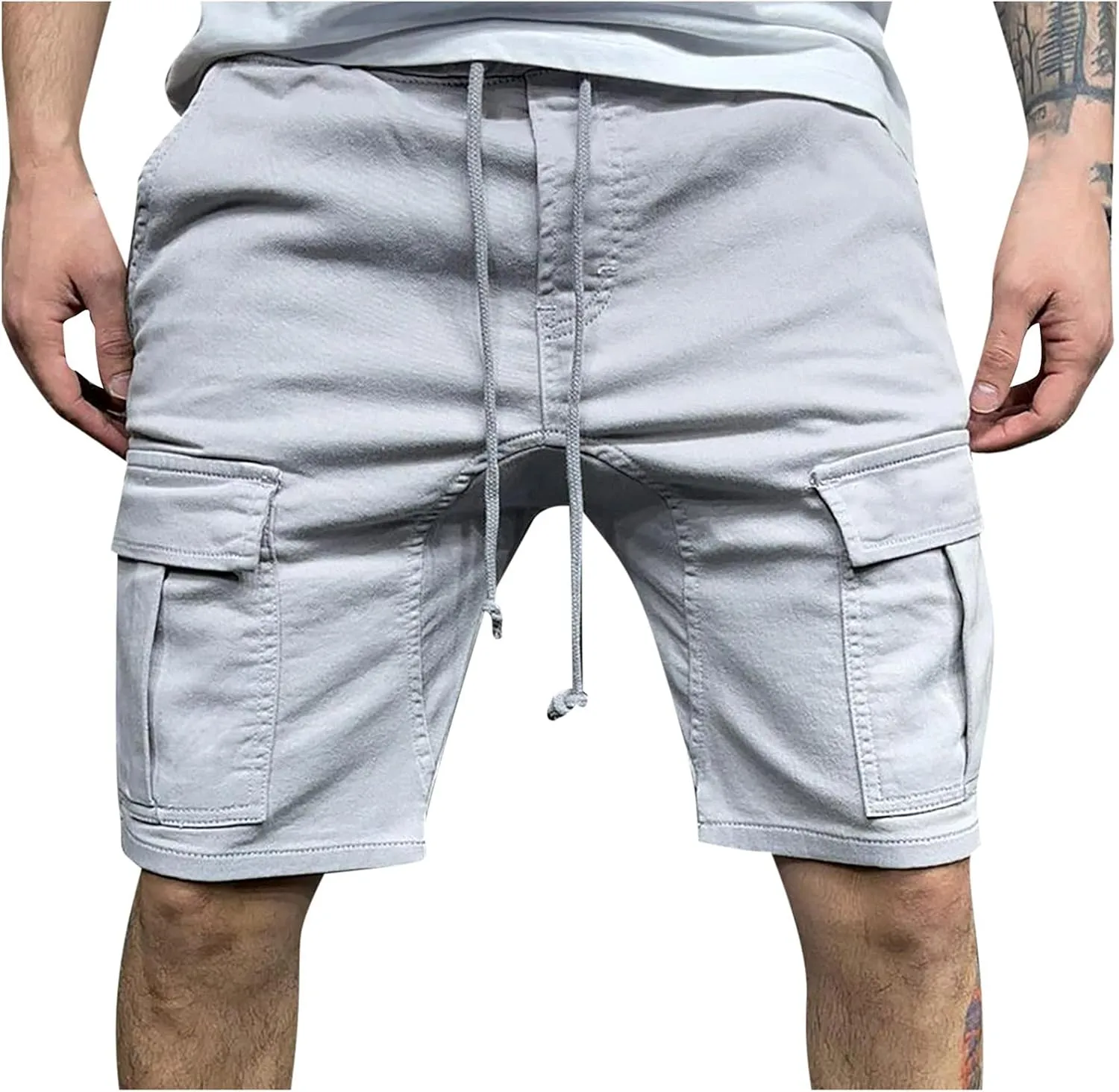 Mens Cargo Shorts Big and Tall Drawstring Shorts Stretchy Sweat Shorts Loose Fit Gym Shorts Summer Athletic Shorts