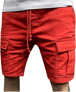 Mens Cargo Shorts Big and Tall Drawstring Shorts Stretchy Sweat Shorts Loose Fit Gym Shorts Summer Athletic Shorts