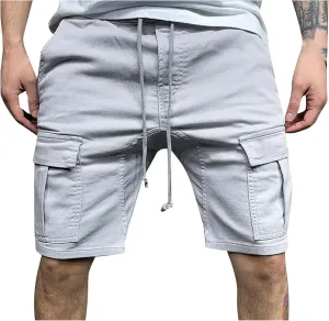 Mens Cargo Shorts Big and Tall Drawstring Shorts Stretchy Sweat Shorts Loose Fit Gym Shorts Summer Athletic Shorts