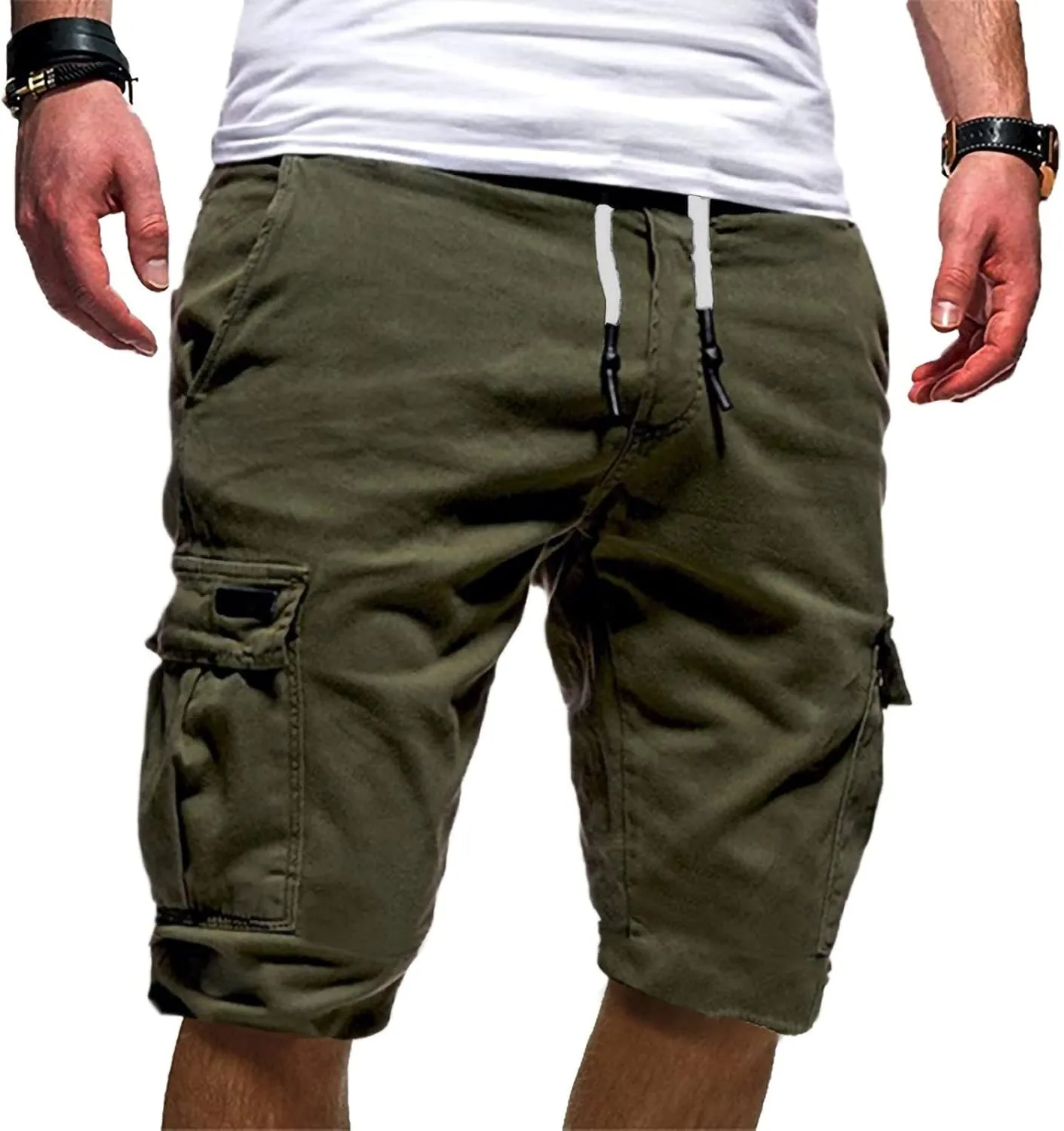 Mens Cargo Shorts Big and Tall Elastic Waist Hiking Shorts Drawstring Stretch Lightweight Athletic Shorts Gym Shorts