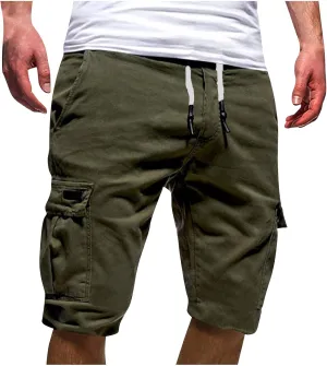 Mens Cargo Shorts Big and Tall Elastic Waist Hiking Shorts Drawstring Stretch Lightweight Athletic Shorts Gym Shorts