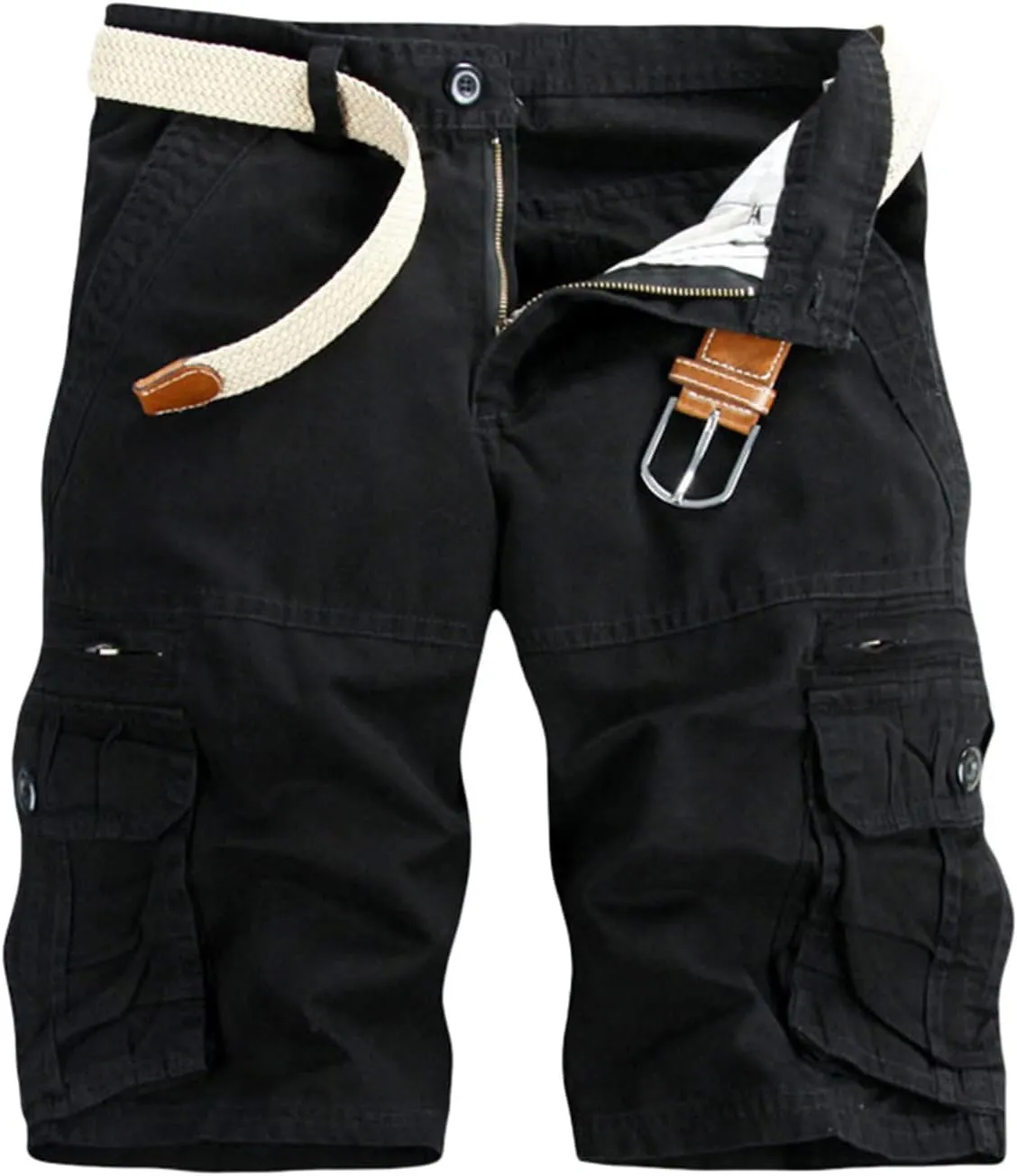 Mens Cargo Shorts Button Zip Athletic Shorts Casual Outdoor Workout Shorts Loose Fit Lightweight Jogger Shorts