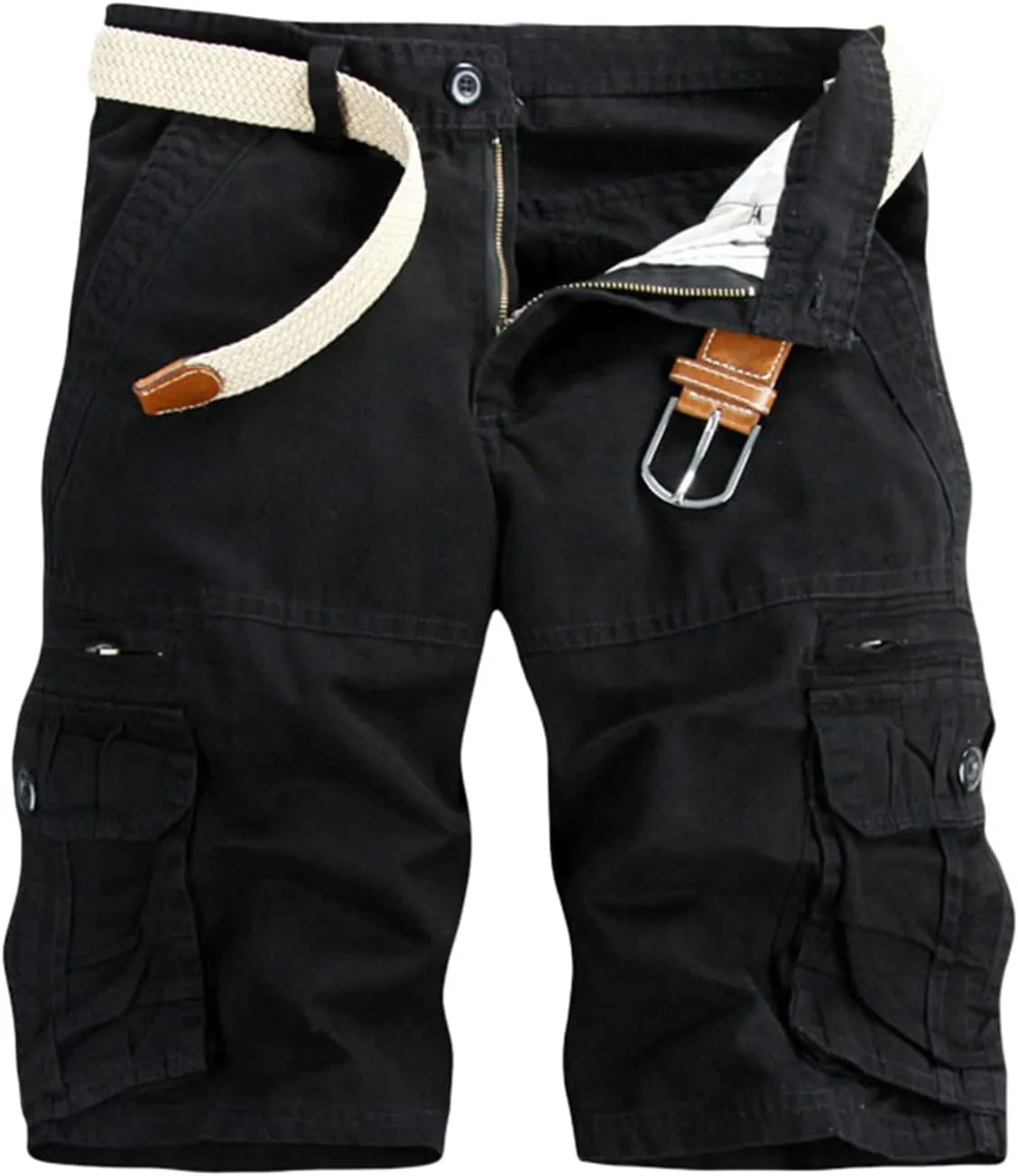 Mens Cargo Shorts Button Zip Athletic Shorts Casual Outdoor Workout Shorts Loose Fit Lightweight Jogger Shorts