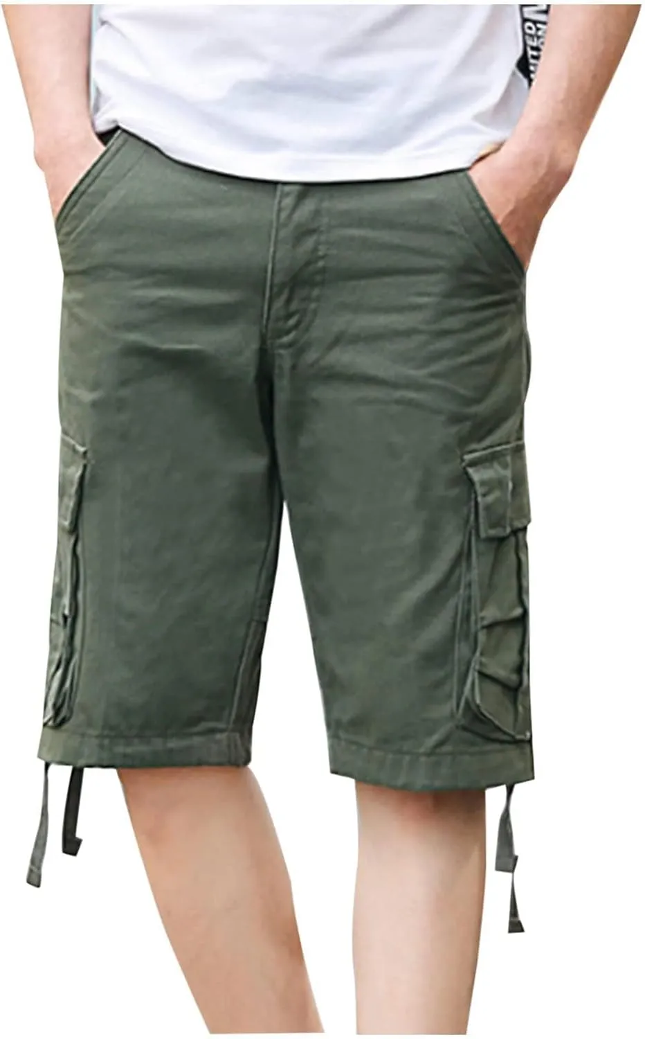 Mens Cargo Shorts Elastic Waist Loose Fit Athletic Shorts Lightweight Workout Gym Shorts Casual Summer Outdoor Shorts