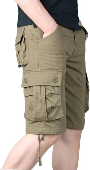 Mens Cargo Shorts Elastic Waist Loose Fit Athletic Shorts Lightweight Workout Gym Shorts Casual Summer Outdoor Shorts