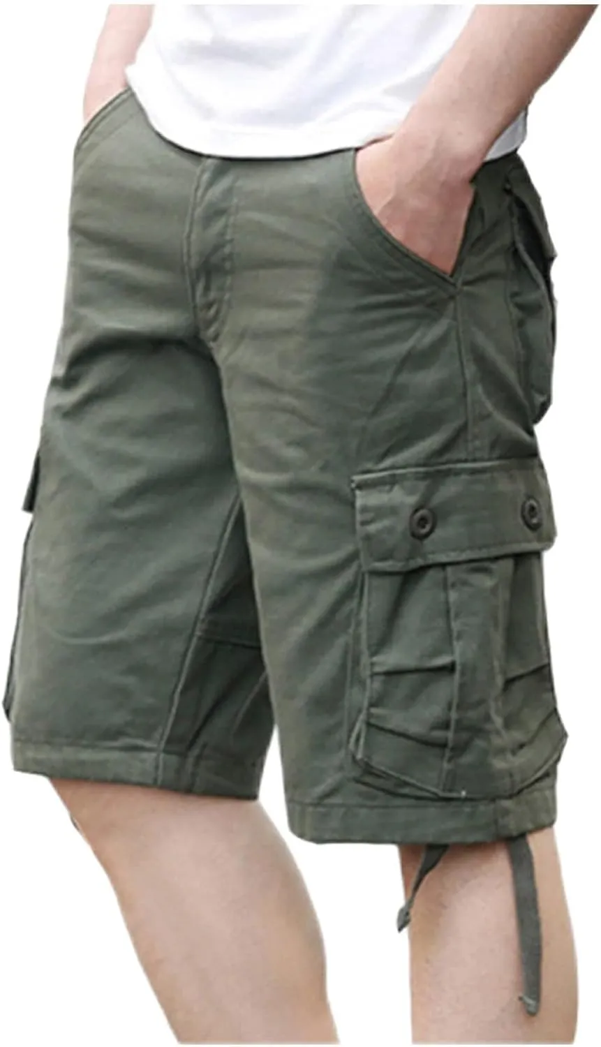 Mens Cargo Shorts Elastic Waist Loose Fit Athletic Shorts Lightweight Workout Gym Shorts Casual Summer Outdoor Shorts