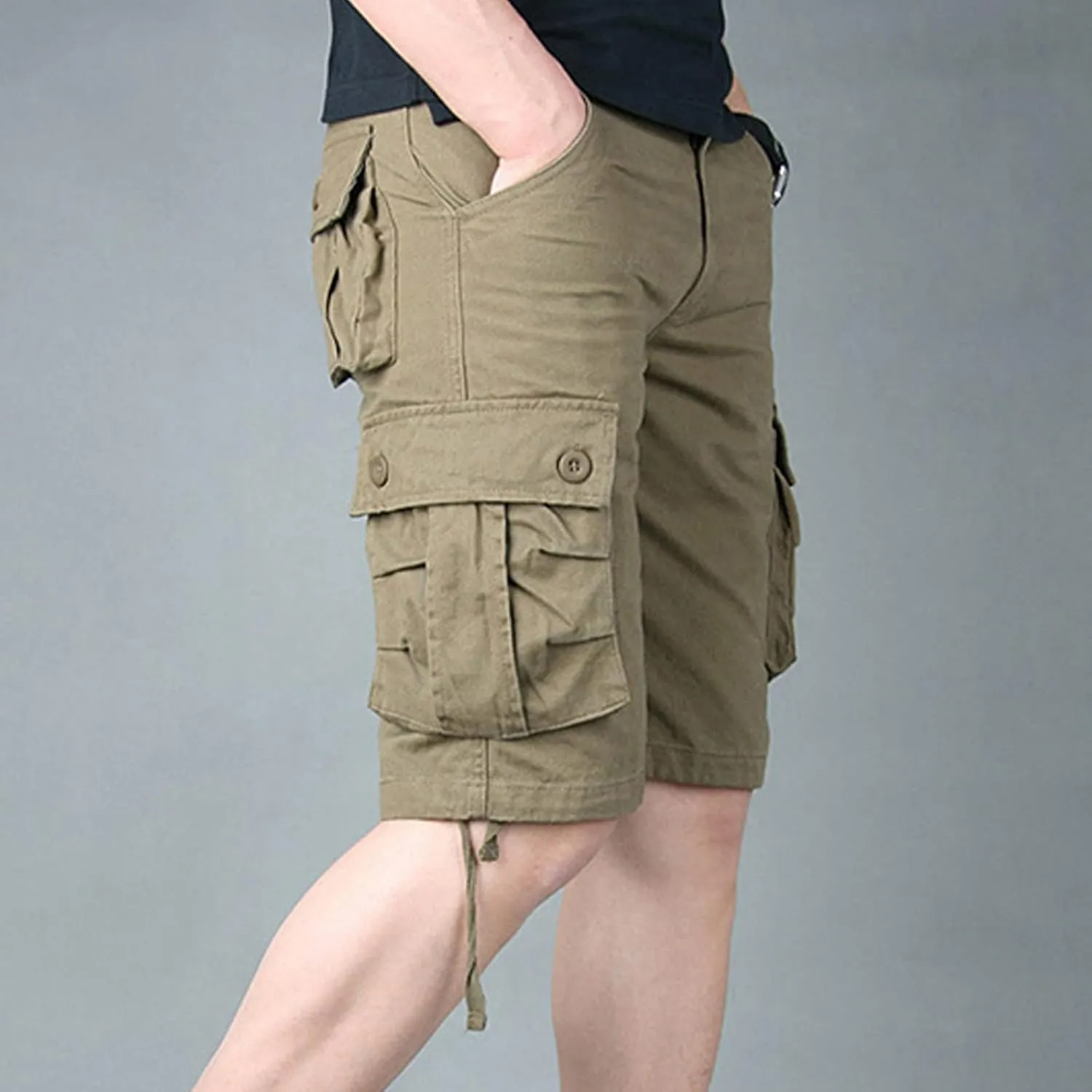 Mens Cargo Shorts Elastic Waist Loose Fit Athletic Shorts Lightweight Workout Gym Shorts Casual Summer Outdoor Shorts