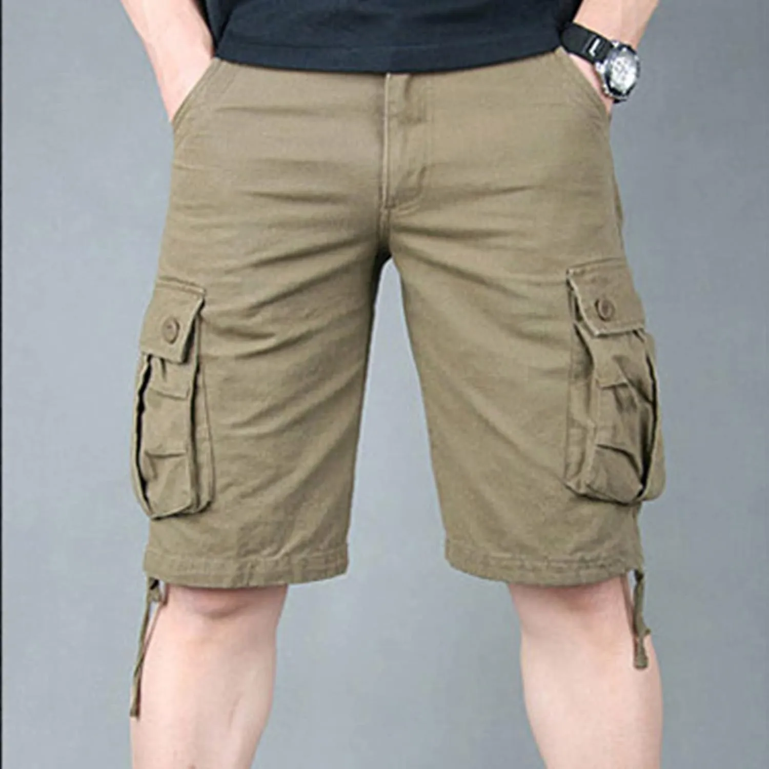 Mens Cargo Shorts Elastic Waist Loose Fit Athletic Shorts Lightweight Workout Gym Shorts Casual Summer Outdoor Shorts