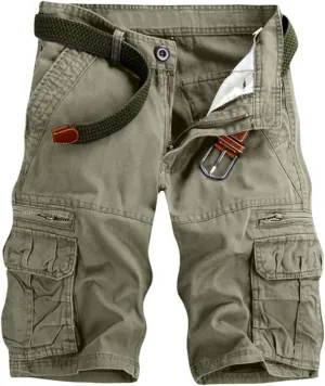Men's Cargo Shorts Expandable Waist Cargo Pants Stretch Athletic Shorts Casual Workout Shorts Loose Lounge Shorts