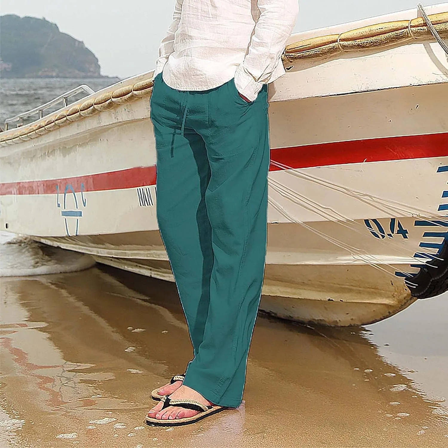 Mens Casual Cargo Pants Elastic Waist Stretch Drawstring Relaxed Fit Tactical Work Joggers Pants, S-5XL