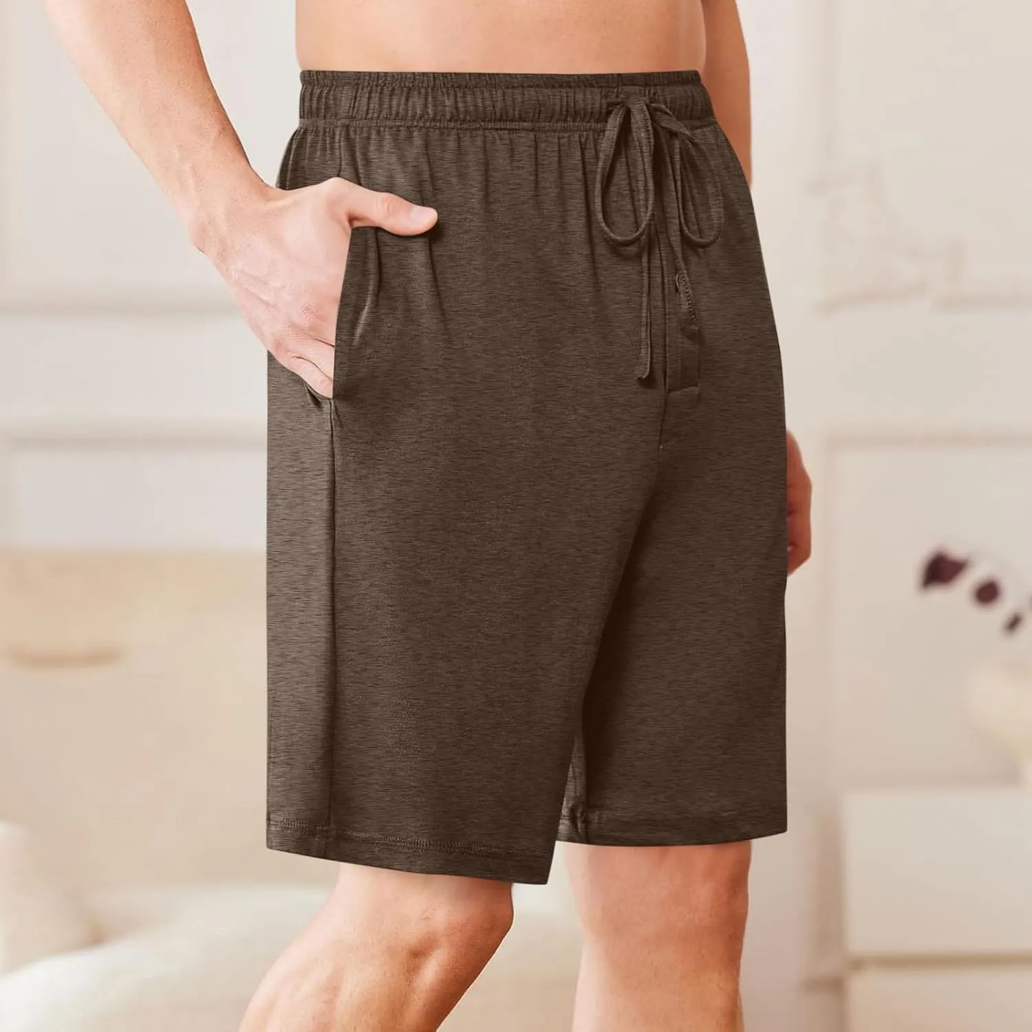 Mens Casual Shorts Elastic Waist Drawstring Lounge Shorts Summer Beach Shorts Loose Fit Teen Boys Baskeball Shorts