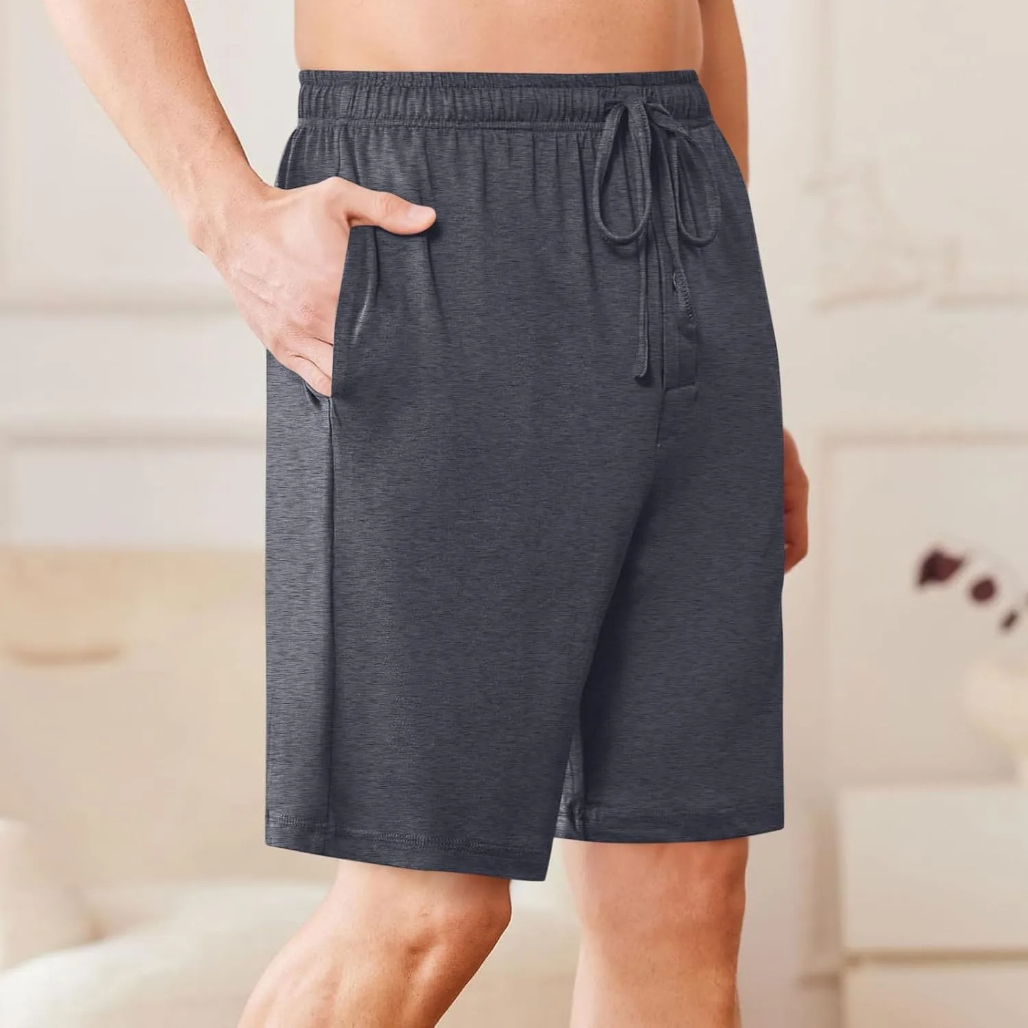 Mens Casual Shorts Elastic Waist Drawstring Lounge Shorts Summer Beach Shorts Loose Fit Teen Boys Baskeball Shorts