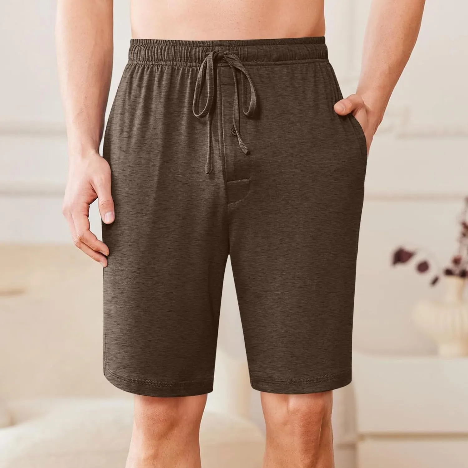 Mens Casual Shorts Elastic Waist Drawstring Lounge Shorts Summer Beach Shorts Loose Fit Teen Boys Baskeball Shorts