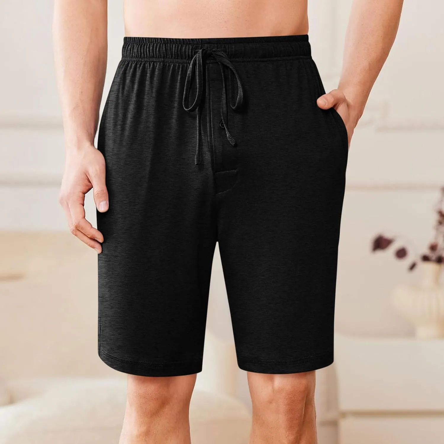 Mens Casual Shorts Elastic Waist Drawstring Lounge Shorts Summer Beach Shorts Loose Fit Teen Boys Baskeball Shorts
