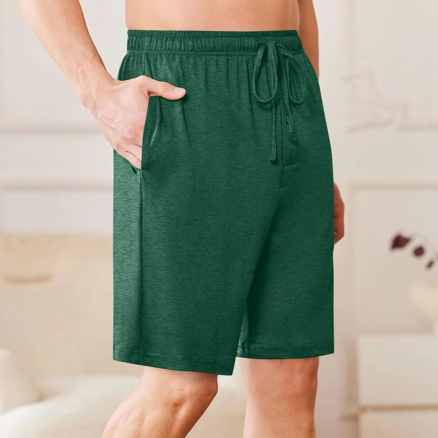 Mens Casual Shorts Elastic Waist Drawstring Lounge Shorts Summer Beach Shorts Loose Fit Teen Boys Baskeball Shorts