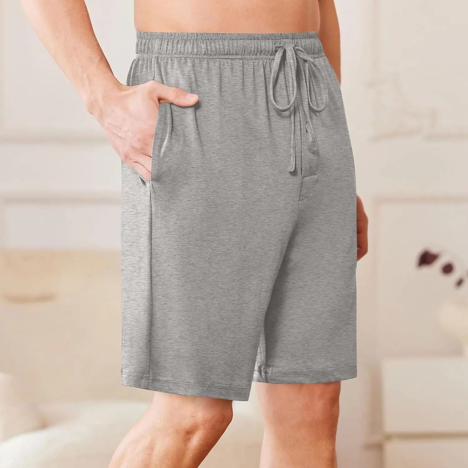 Mens Casual Shorts Elastic Waist Drawstring Lounge Shorts Summer Beach Shorts Loose Fit Teen Boys Baskeball Shorts