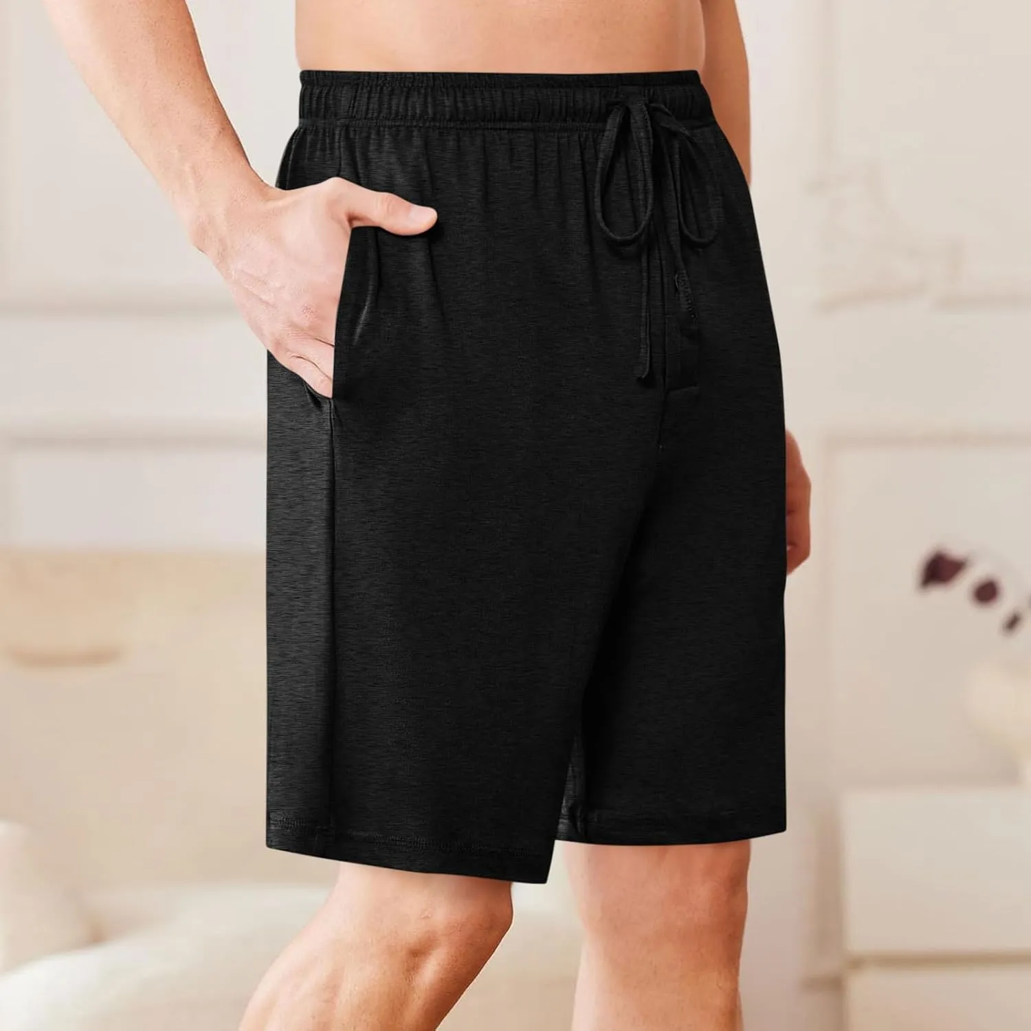 Mens Casual Shorts Elastic Waist Drawstring Lounge Shorts Summer Beach Shorts Loose Fit Teen Boys Baskeball Shorts