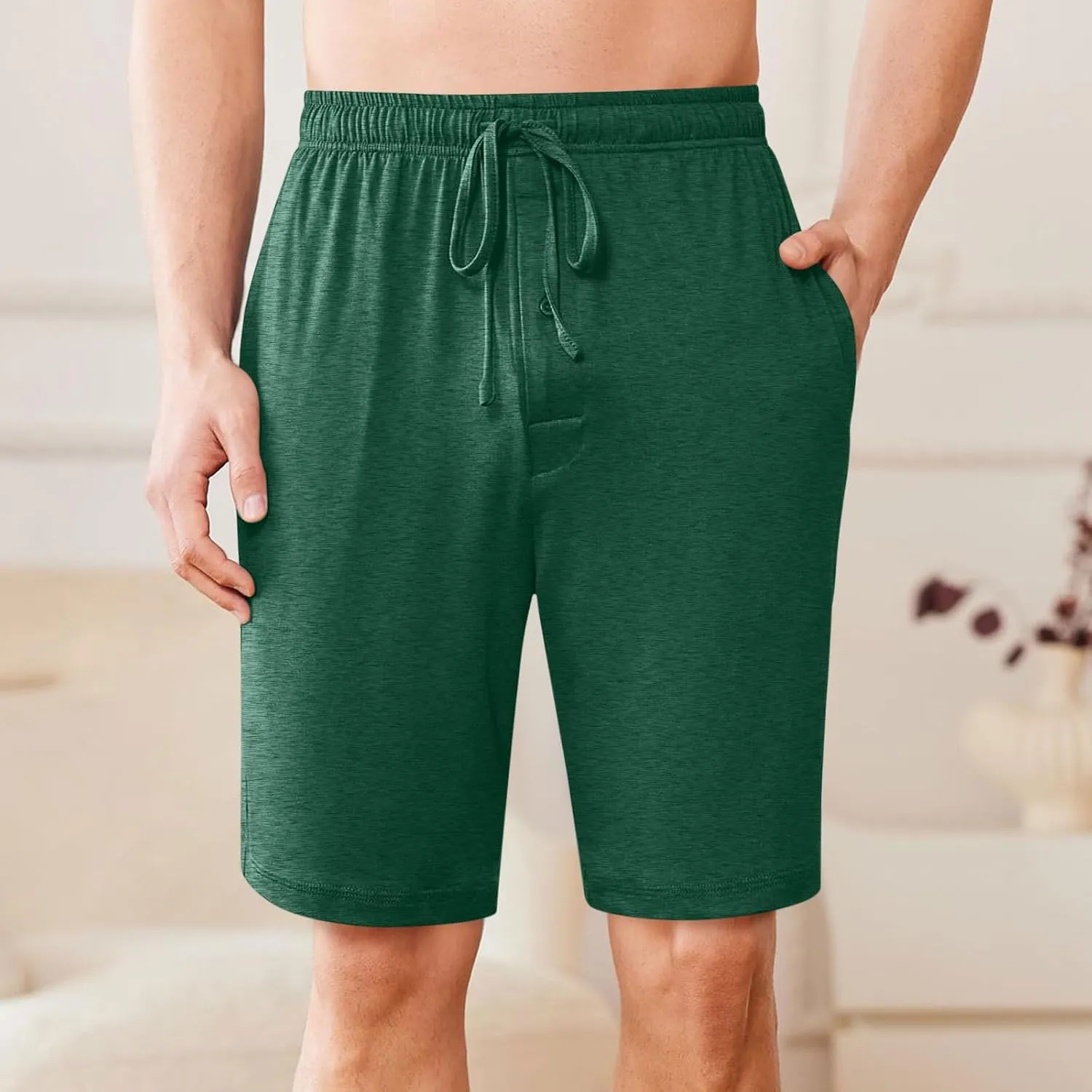 Mens Casual Shorts Elastic Waist Drawstring Lounge Shorts Summer Beach Shorts Loose Fit Teen Boys Baskeball Shorts