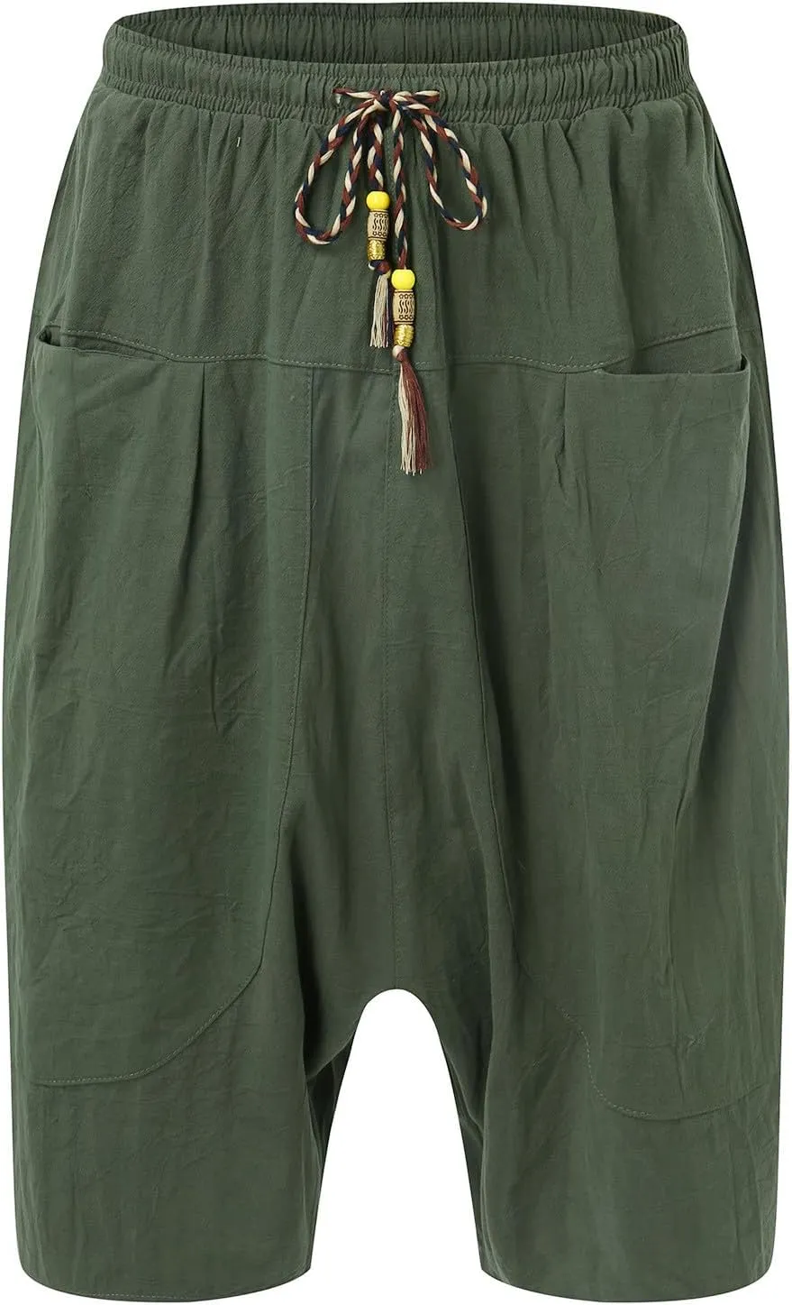 Mens Casual Shorts Elastic Waist Drawstring Shorts Stretch Summer Beach Shorts with Pockets
