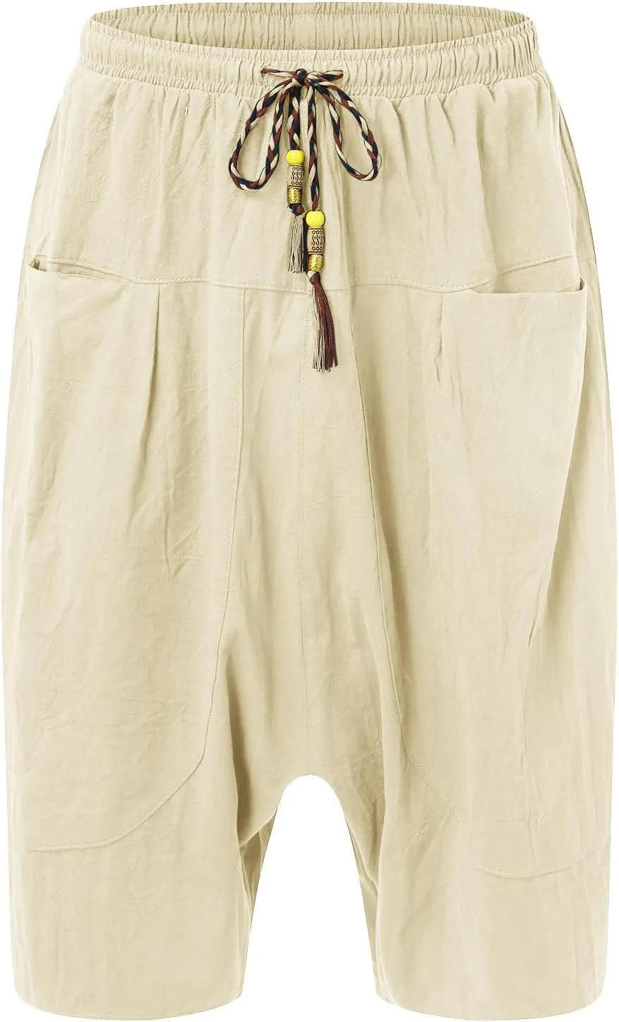 Mens Casual Shorts Elastic Waist Drawstring Shorts Stretch Summer Beach Shorts with Pockets