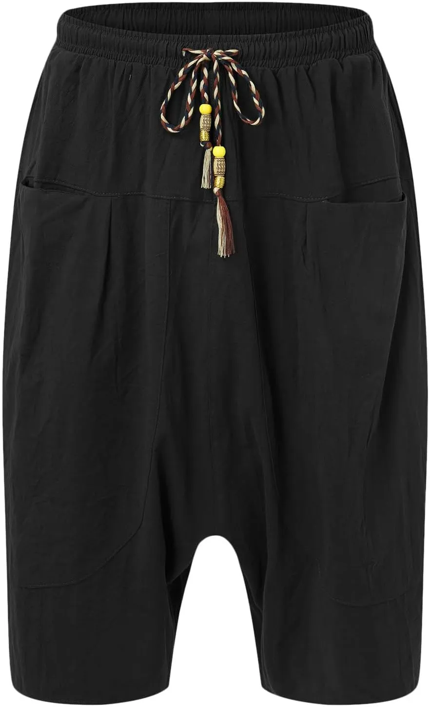 Mens Casual Shorts Elastic Waist Drawstring Shorts Stretch Summer Beach Shorts with Pockets