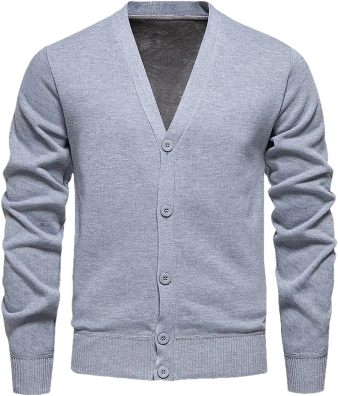 Men's Casual Slim Fit Knit Cardigans Basic V-Neck Long Sleeve Button Down Knitted Sweater Outerwear