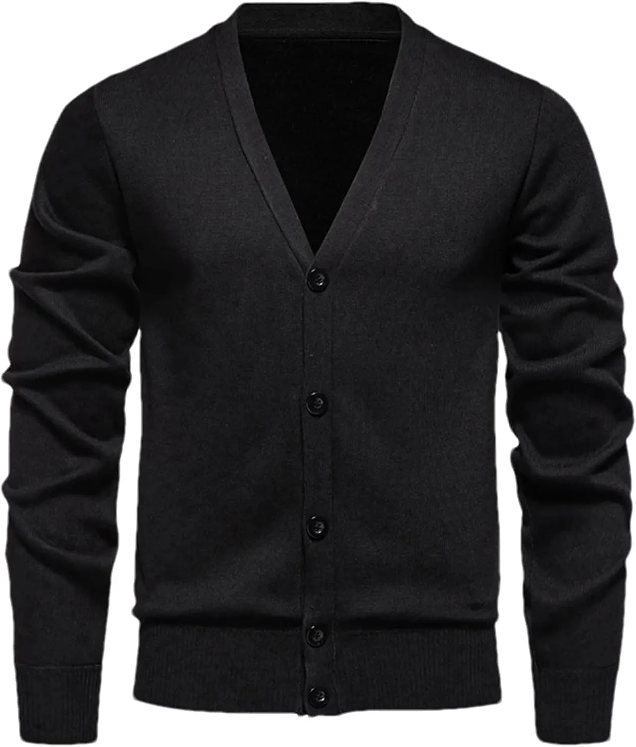 Men's Casual Slim Fit Knit Cardigans Basic V-Neck Long Sleeve Button Down Knitted Sweater Outerwear