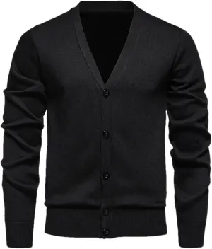 Men's Casual Slim Fit Knit Cardigans Basic V-Neck Long Sleeve Button Down Knitted Sweater Outerwear