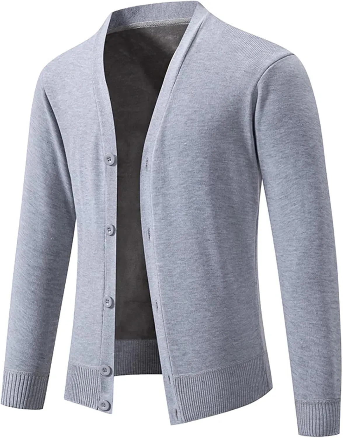 Men's Casual Slim Fit Knit Cardigans Basic V-Neck Long Sleeve Button Down Knitted Sweater Outerwear