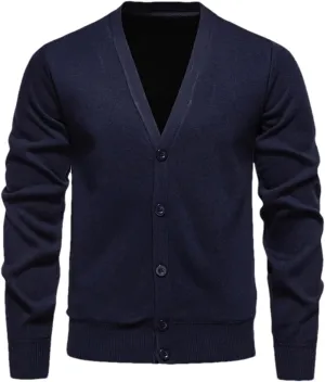 Men's Casual Slim Fit Knit Cardigans Basic V-Neck Long Sleeve Button Down Knitted Sweater Outerwear